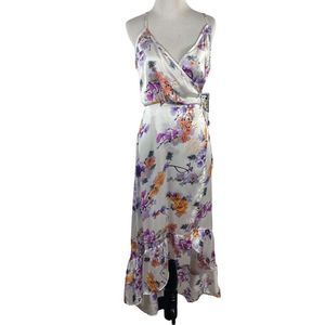 Nasty Gal Collection Tie Shoulder Wrap Midi Floral Dress Size 4